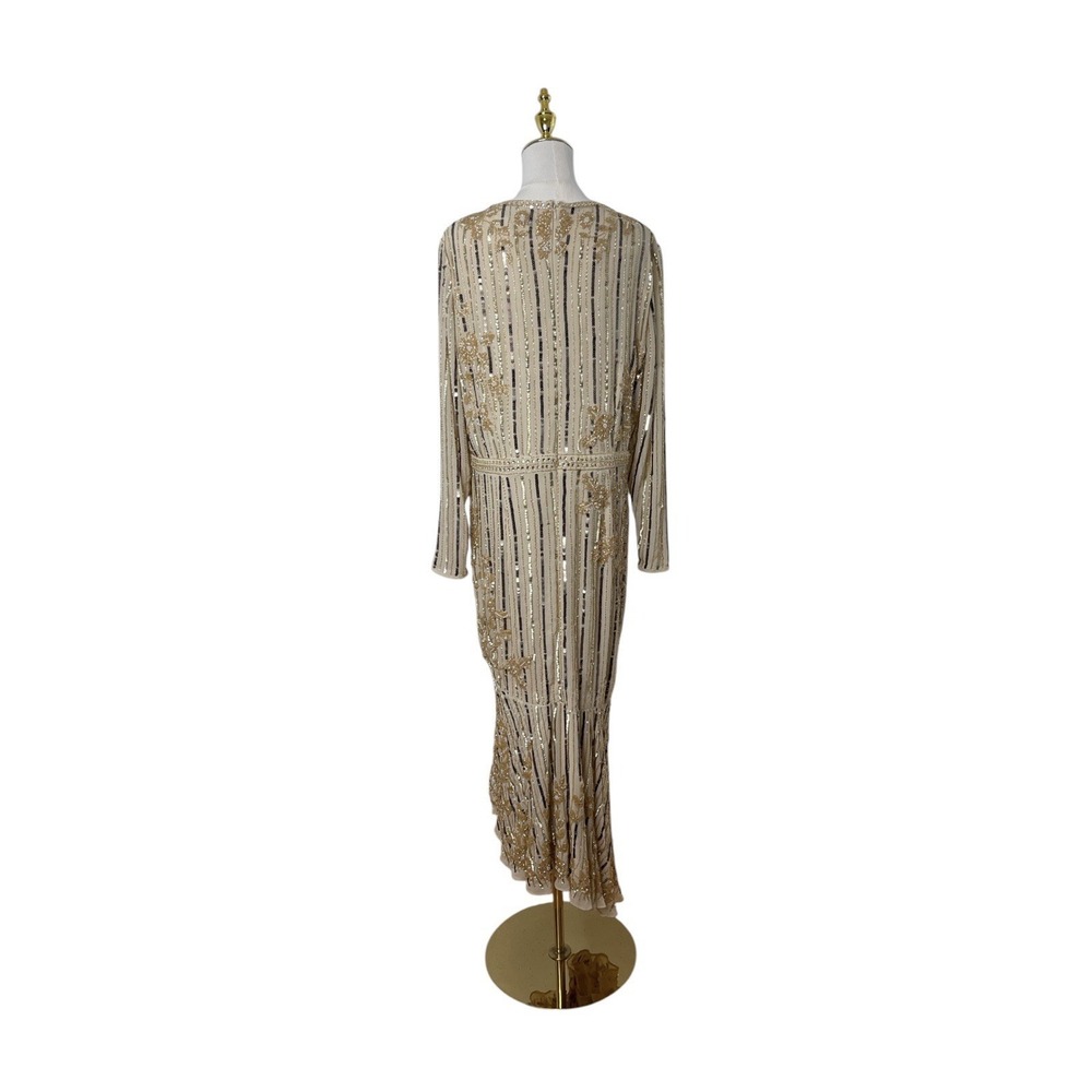 Mac Duggal 93627 Nude Gold‎ Sequin Beaded Midi Dress Size 16 $398 - Picture 6 of 7